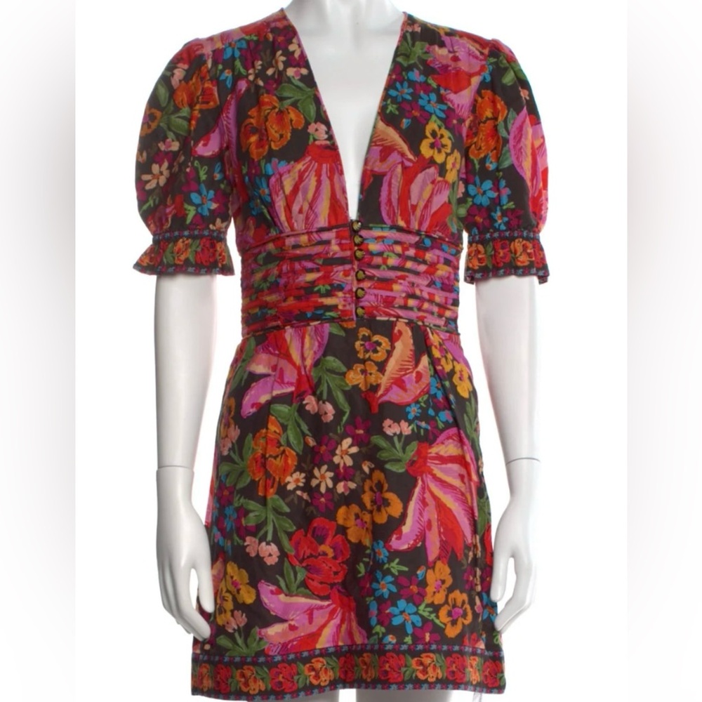 FARM Rio Black and Pink Mini Dress